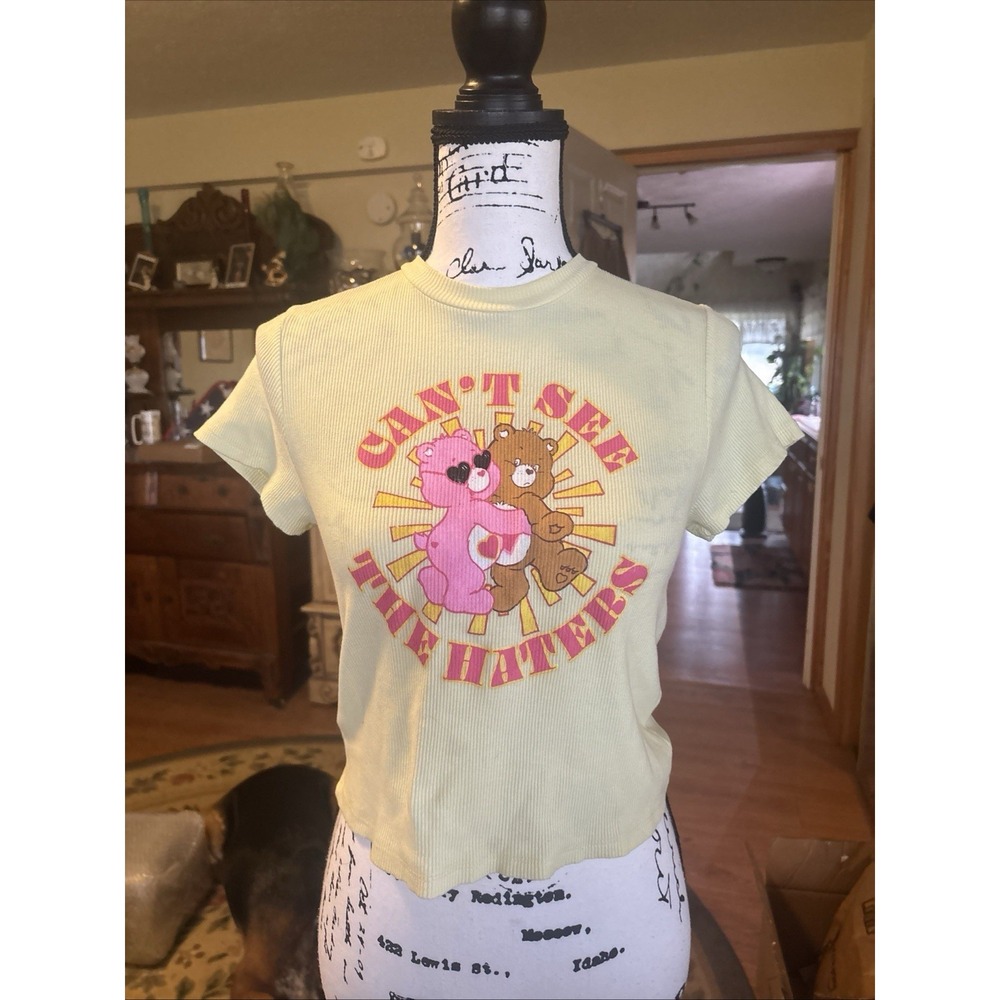 Care Bears Ribbed Yellow‎ Crop Top Can't See The Haters XL